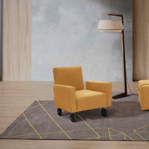 Sessel EGOITALIANO QQ Gr. Luxus-Microfaser Lederoptik, B/H/T: 68 cm x 71 cm x 81 cm, gelb Einzelsessel zum Hocker zusammenklappbar, inkl. Rollen