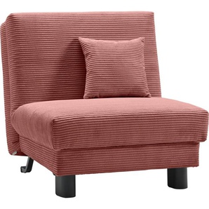 Sessel ELL + Enny Gr. Cord, HR-Kaltschaum, Sitzhöhe 40 cm, B/H/T: 85 cm x 85 cm x 100 cm, rot Einzelsessel Schlafsessel