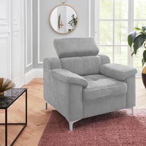 Sessel EXXPO - SOFA FASHION Florenz Gr. Luxus-Microfaser, B/H/T: 95 cm x 46 cm x 98 cm, silberfarben (silber) Einzelsessel