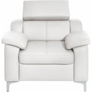 Sessel EXXPO - SOFA FASHION Florenz Gr. NaturLEDER, B/H/T: 95 cm x 97 cm x 98 cm, weiß (altweiß) Polstersessel Sessel