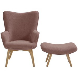 Sessel Gr. Polyester, B/H/T: 73 cm x 99 cm x 74 cm, rosa (altrose) Einzelsofa Lesesessel Sessel mit Hocker Lounge-Sessel Lounge-Gartenmöbel
