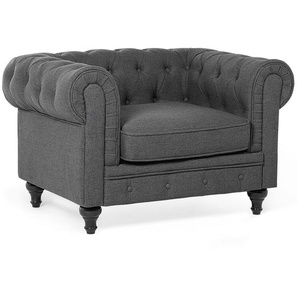 Sessel Grau Polsterbezug Versteppung Englischer Stil elegant Wohnzimmer