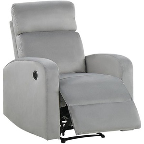 Sessel Grau Samt Elektrisch Verstellbar mit Armlehnen Fußablage Relaxfunktion Modern Inustriell Relaxsessel Wohnzimmer Büro Arbeitszimmer