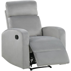Sessel Grau Samt Manuell Verstellbar mit Armlehnen Fußablage Relaxfunktion Modern Inustriell Relaxsessel Wohnzimmer Büro Arbeitszimmer
