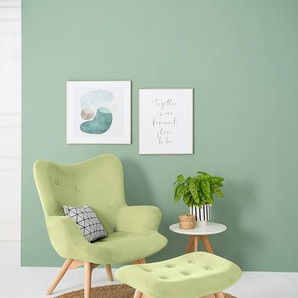 Sessel Grün Samt Vaia mit Hocker 71 x 90 x 85cm
