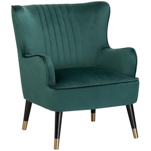 Sessel Grün Samtstoff Metall Dekorative Versteppung auf Rückenlehne Retro-Stil
