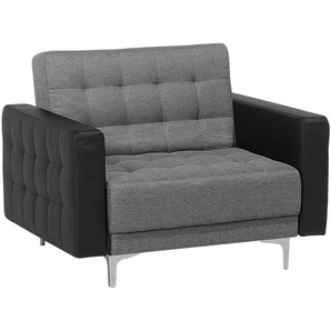 Sessel hellgrau schwarz Polsterbezug Kunstleder Metall Retro Stil verstellbare Rückenlehne Wohnzimmer