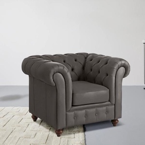 Sessel HOME AFFAIRE Chesterfield Gr. NaturLEDER, B/H/T: 105 cm x 74 cm x 89 cm, braun Chesterfield Sessel Ledersessel mit Knopfheftung, auch in Leder