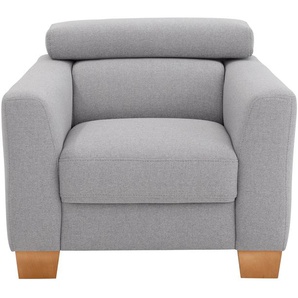 Sessel HOME AFFAIRE Steve Gr. Struktur weich, Kopfstützenverstellung, B/H/T: 97 cm x 75 cm x 101 cm, silberfarben (silber) Einzelsessel Funktionssessel Loungesessel mit Kopfteilverstellung, belastbar bis 140kg