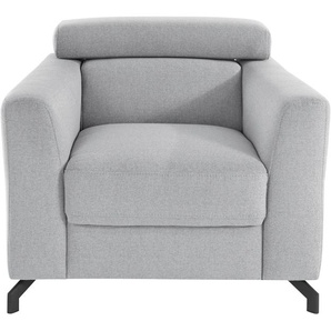 Sessel INOSIGN Casagrande Gr. Struktur weich, Kopfstützenverstellung, B/H/T: 97 cm x 75 cm x 101 cm, silberfarben (silber) Funktionssessel Loungesessel Polstersessel Kopfteilverstellung, Kaltschaumpolsterung, bis 140 kg pro Sitzfläche