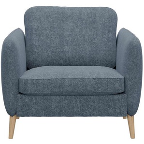 Sessel INOSIGN Ikano Gr. Flachgewebe, B/H/T: 90 cm x 80 cm x 86 cm, blau Inosign Massivholz Konstruktion, Wellenunterfederung im Sitz
