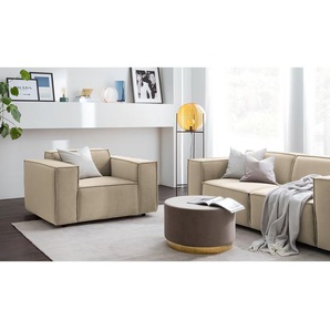 Sessel Beige Samt Shyla 120 x 70 x 96cm