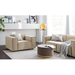 Sessel Kinx II Beige Samt 120x71x96 cm (BxHxT)