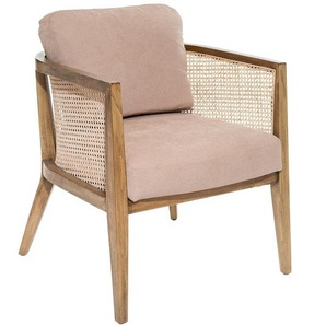 Sessel Koza Pappel, Rattan, rosa Stoff