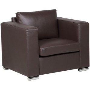 Sessel Braun Echtleder Stahl Armlehnen Wohnzimmer Salon