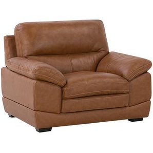 Sessel Braun Leder Kunstleder verchromtes Metall Kopfstütze Retro Stil Wohnzimmer