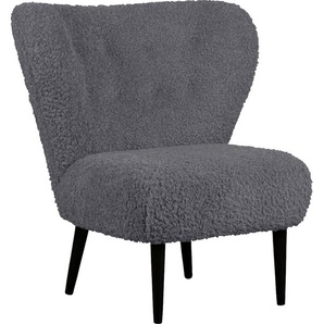 Sessel LEGER HOME BY LENA GERCKE Dinah Gr. Bouclé, ohne Hocker, B/H/T: 84 cm x 92 cm x 83 cm, grau (dunkelgrau) Einzelsessel Ohrensessel mit Hocker Sessel Knopfheftung im Rücken, wahlweise oder ohne
