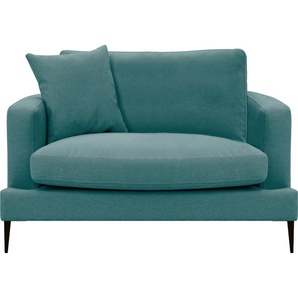 Sessel LEONIQUE Cozy Gr. Strukturstoff, B/H/T: 91 cm x 80 cm x 97 cm, blau (petrol) Einzelsessel XXL-Sessel XXL Sessel mit Metallbeinen und Zierkissen