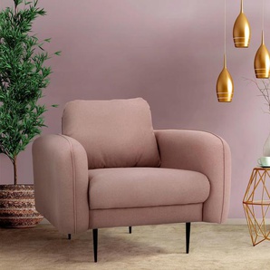 Sessel LEONIQUE Skidi Gr. Struktur fein, mit Wellenunterfederung, B/H/T: 93 cm x 65 cm x 93 cm, rosa (rosé) Polstersessel Sessel