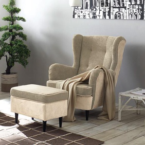 Sessel Marson Beige Microfaser Salvo ohne Hocker 78 x 102 x 98cm
