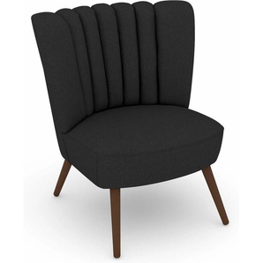 Sessel MAX WINZER Aspen Gr. Flachgewebe 16452, Korpus: Flachgewebe 16452 schwarz-Füße Buche Nussbaum, B/H/T: 72 cm x 80 cm x 67 cm, schwarz Einzelsessel Sessel