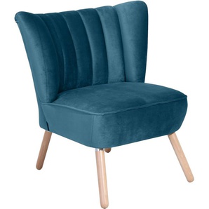 Sessel MAX WINZER Aspen Gr. Samtvelours 20442, B/H/T: 72 cm x 80 cm x 67 cm, blau (petrol) Einzelsessel Sessel