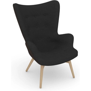 Sessel MAX WINZER build-a-chair Arne Gr. Flachgewebe 16452, Korpus: Flachgewebe 16452 schoko-Füße Buche natur, B/H/T: 74 cm x 98 cm x 81 cm, schwarz Einzelsessel Ohrensessel Sessel