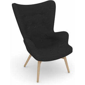Sessel MAX WINZER build-a-chair Arne Gr. Flachgewebe 16452, Korpus: Flachgewebe 16452 schwarz-Füße Buche natur, B/H/T: 74 cm x 98 cm x 81 cm, schwarz Einzelsessel Ohrensessel Sessel