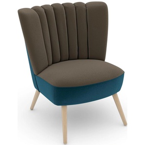 Sessel MAX WINZER build-a-chair Aspen Gr. Samtvelours, Korpus Samtvelours-Füße Buche natur, B/H/T: 72 cm x 80 cm x 67 cm, blau (petrol, sahara) Samt