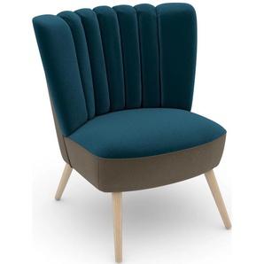 Sessel MAX WINZER build-a-chair Aspen Gr. Samtvelours, Korpus Samtvelours-Füße Buche natur, B/H/T: 72 cm x 80 cm x 67 cm, blau (sahara, petrol) Samt