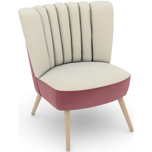 Sessel MAX WINZER build-a-chair Aspen Gr. Samtvelours, Korpus Samtvelours-Füße Buche natur, B/H/T: 72 cm x 80 cm x 67 cm, rosa (rosa, creme) Samt