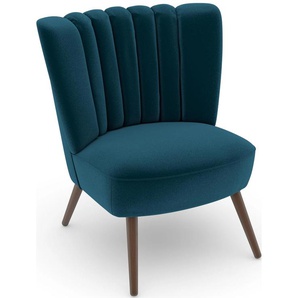 Sessel MAX WINZER build-a-chair Aspen Gr. Samtvelours, Korpus Samtvelours-Füße Buche Nussbaum, B/H/T: 72 cm x 80 cm x 67 cm, blau (petrol) Samt