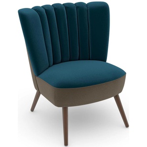 Sessel MAX WINZER build-a-chair Aspen Gr. Samtvelours, Korpus Samtvelours-Füße Buche Nussbaum, B/H/T: 72 cm x 80 cm x 67 cm, blau (sahara, petrol) Samt