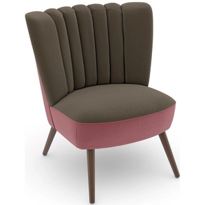 Sessel MAX WINZER build-a-chair Aspen Gr. Samtvelours, Korpus Samtvelours-Füße Buche Nussbaum, B/H/T: 72 cm x 80 cm x 67 cm, rosa (rose, braun) Samt