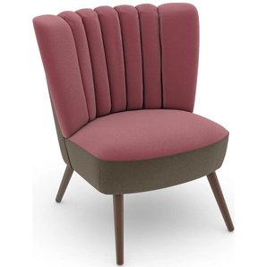 Sessel MAX WINZER build-a-chair Aspen Gr. Samtvelours, Korpus Samtvelours-Füße Buche Nussbaum, B/H/T: 72 cm x 80 cm x 67 cm, rosa (sahara, rosé) Samt