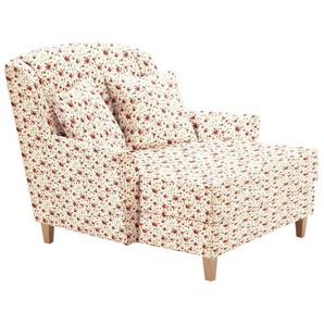 Sessel MAX WINZER Julia Gr. Webstoff Baumwollmi, B/H/T: 132 cm x 100 cm x 104 cm, beige Polstersessel Sessel mit naturfarbenen Holzfüßen