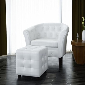 Sessel mit Fußhocker Weiß Kunstleder