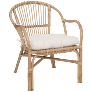 Sessel Neta Metall, Rattan, weißer Stoff