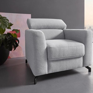 Sessel INOSIGN Casagrande Gr. Struktur weich, Kopfstützenverstellung, B/H/T: 97 cm x 75 cm x 101 cm, silberfarben (silber) Funktionssessel Loungesessel Polstersessel incl. Kopfteilverstellung, in 4 Bezugsqualitäten und vielen Farben