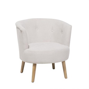 Sessel Cremeweiß Polsterbezug Kautschuckholz Clubsessel Moderner Look Wohnzimmer