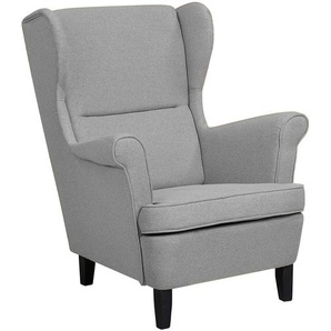 Ohrensessel Grau Polsterbezug Gummibaumholzbeine Einzelsessel Wohnzimmer elegant