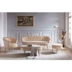 Sessel Ralemo Beige/Creme Samt 76 x 78 x 76cm