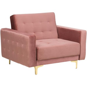 Sessel rosa Samtstoff Metall Retro Stil verstellbare Rückenlehne Wohnzimmer