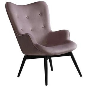 Sessel Rose, Samt, Beine Metall schwarz pulverbeschichtet, mit Armlehnen - Stuhl, Polstersessel, Polsterstuhl