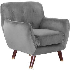 Sessel Grau Samtstoff Gummibaumholz Retro-Stil Wohnzimmer