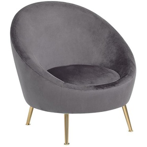 Sessel Grau Samtstoff Metall Runder Form Clubsessel Moderner-Look