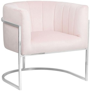 Clubsessel Rosa Samtstoff Edelstahl Moderner-Look Esszimmer Club Wohnzimmer
