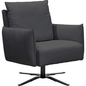 Sessel SCHÖNER WOHNEN-KOLLEKTION Lineo Gr. Leder NATURE, Drehfunktion, B/H/T: 84 cm x 92 cm x 95 cm, grau (grey nature) Drehsessel Sessel