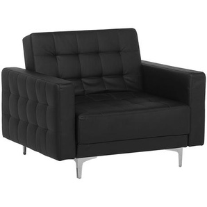 Sessel Schwarz Kunstleder Metall Einzelsessel Retro Stil Wohnzimmer