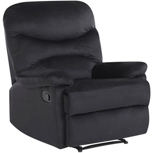 Sessel Schwarz Samtstoff manuell verstellbar Wohnzimmer Arbeitszimmer Retro Stil